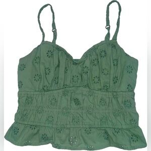 Hollister Green Eyelet Camisole Top